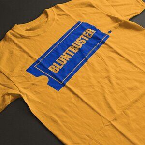 Retro 90s Block Buster Funny Weed Parody Shirt. Gold. Multiple Sizes. Fast Ship!